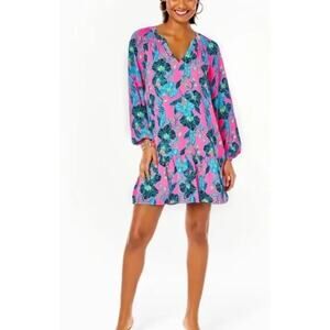 NWT Lilly Pulitzer Lucee long sleeve dress / size M / pink isle blooming